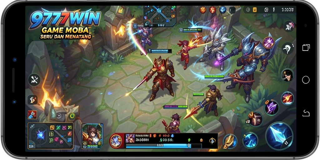 Gameplay mendebarkan 9777WIN di arena MOBA.