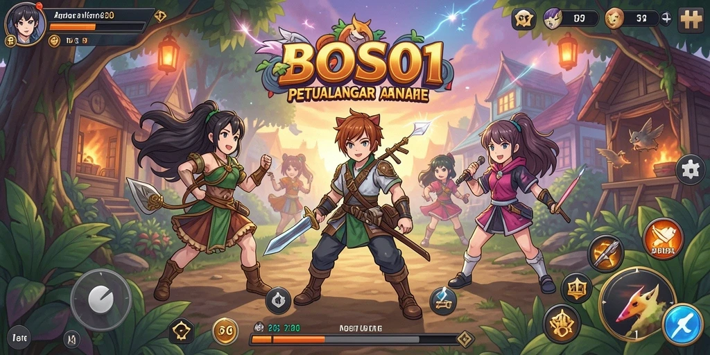 Screenshot gameplay menunjukkan karakter anime dalam aksi yang mendebarkan.