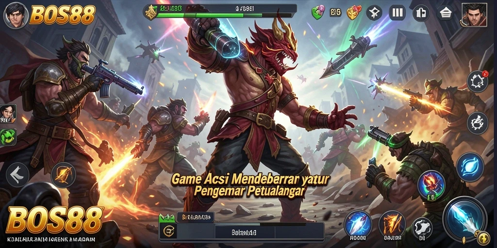 Tampilan menarik dari gameplay aksion yang mendebarkan di BOS88.