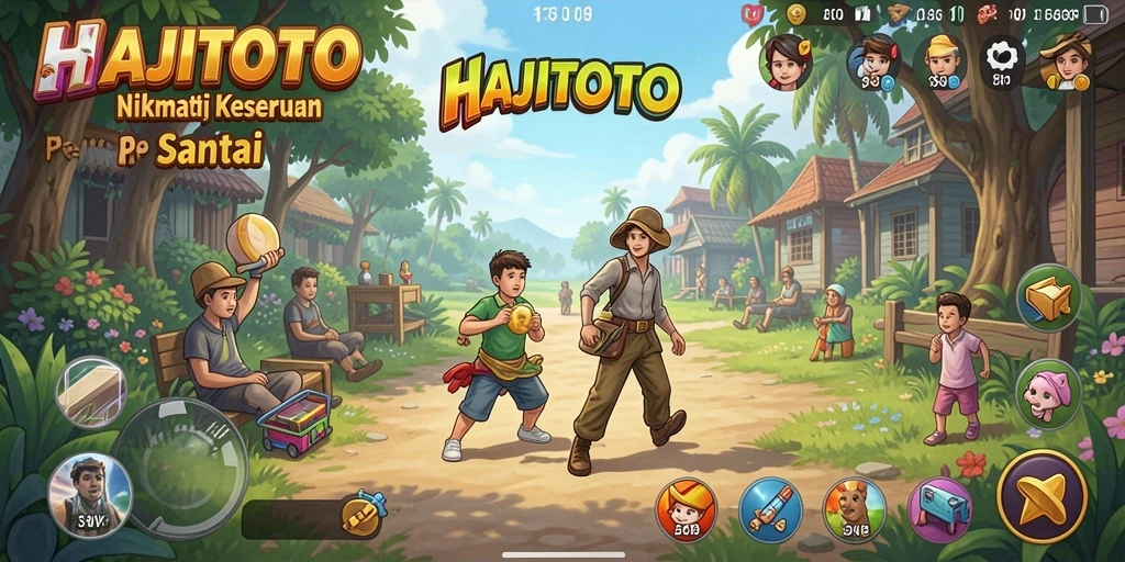 Screenshot utama <strong>HAJITOTO</strong> menunjukkan gameplay yang mengasyikkan dan cerah.