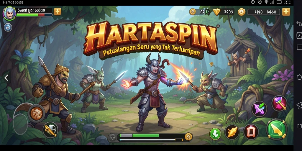 Gameplay HARTASPIN menampilkan petualangan seru penuh tantangan.