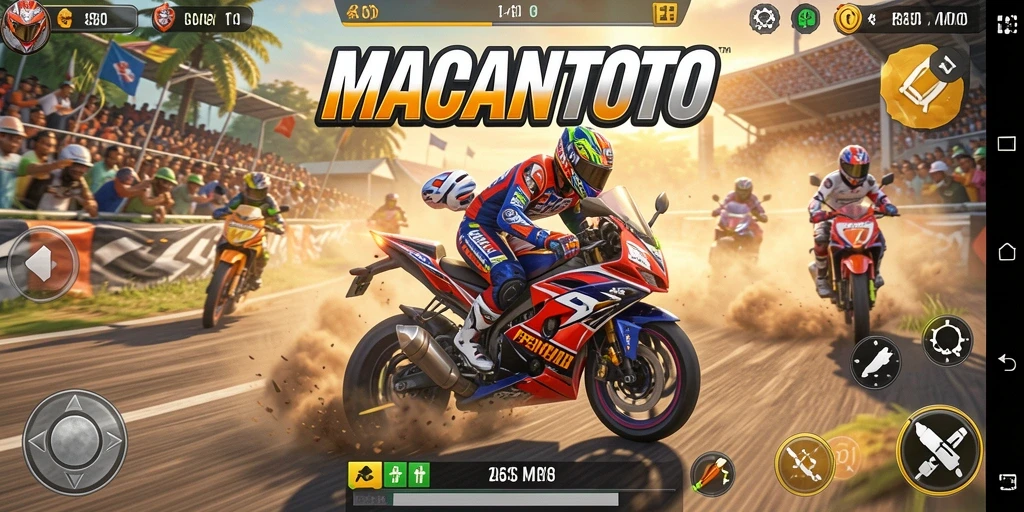 Gameplay seru balap motor di MACANTOTO.