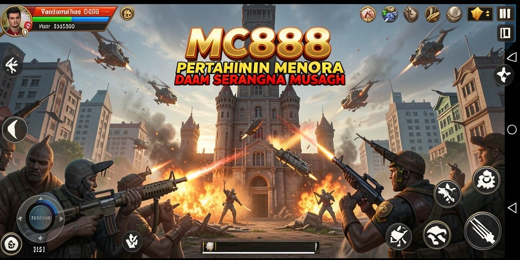Tampilan gameplay seru dalam MC888 Tower Defense.