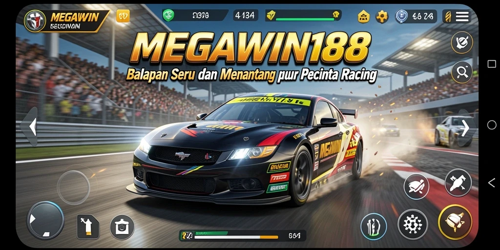 Tampilan gameplay MEGAWIN188 dengan aksi balap yang mendebarkan.