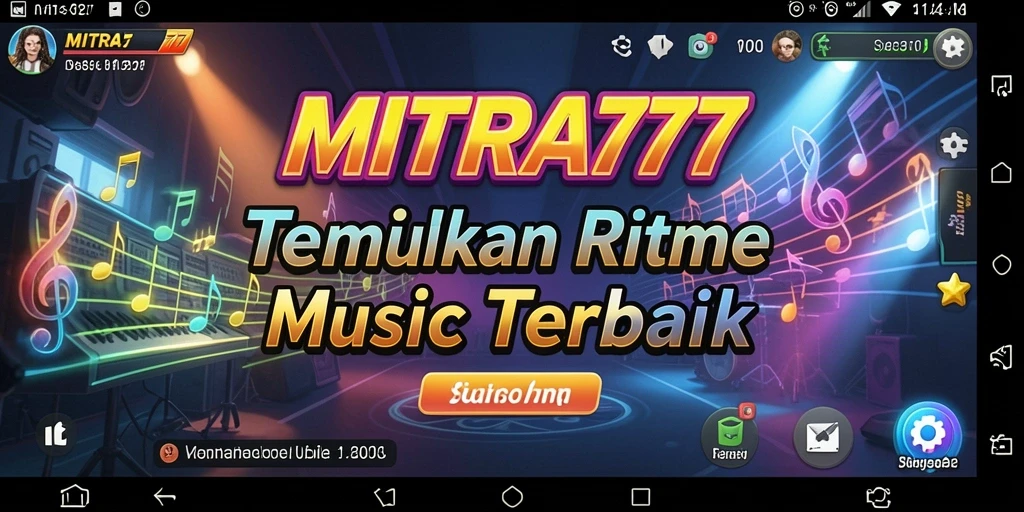 Tampilan gameplay MITRA77 dengan berbagai pilihan musik.
