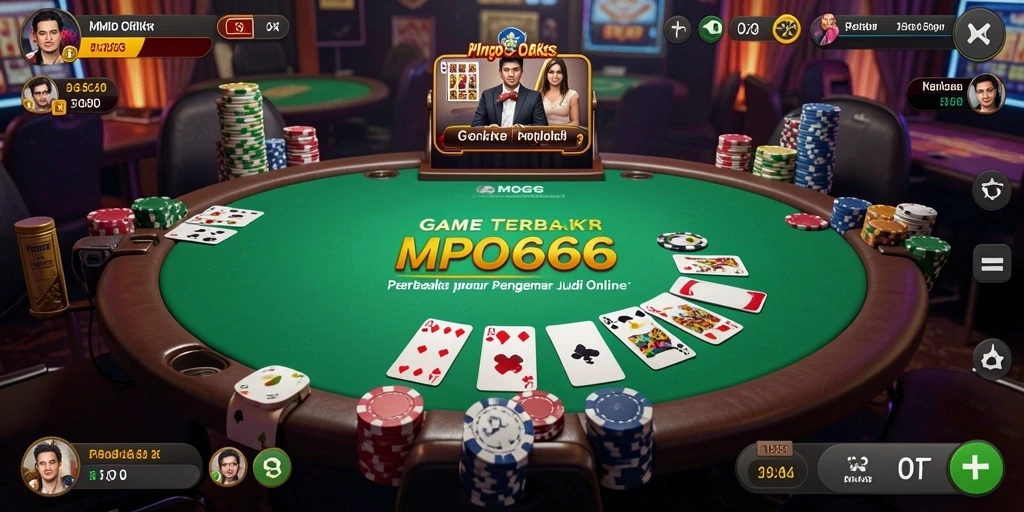 Tampilan menarik dari gameplay seru MPO666 dengan suasana poker nyata.