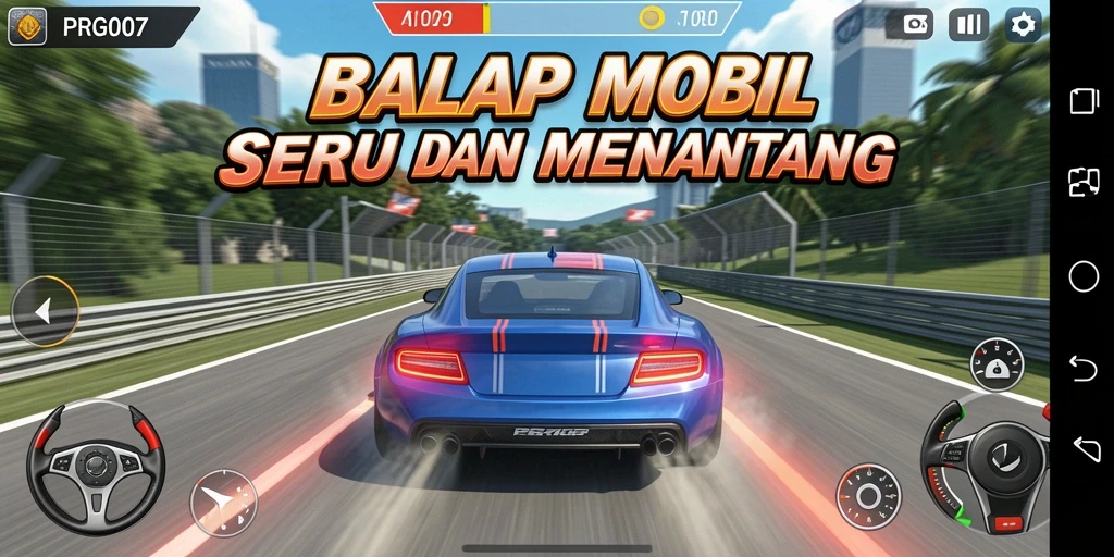 Screenshot PRG007 menampilkan aksi balapan yang mendebarkan.