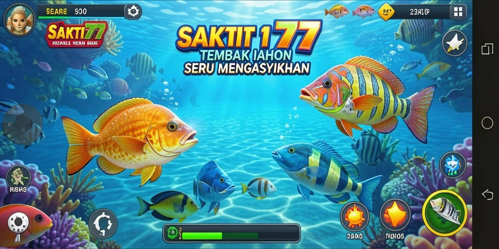 Screenshot dari gameplay seru SAKTI77 yang menampilkan aksi menembak ikan.