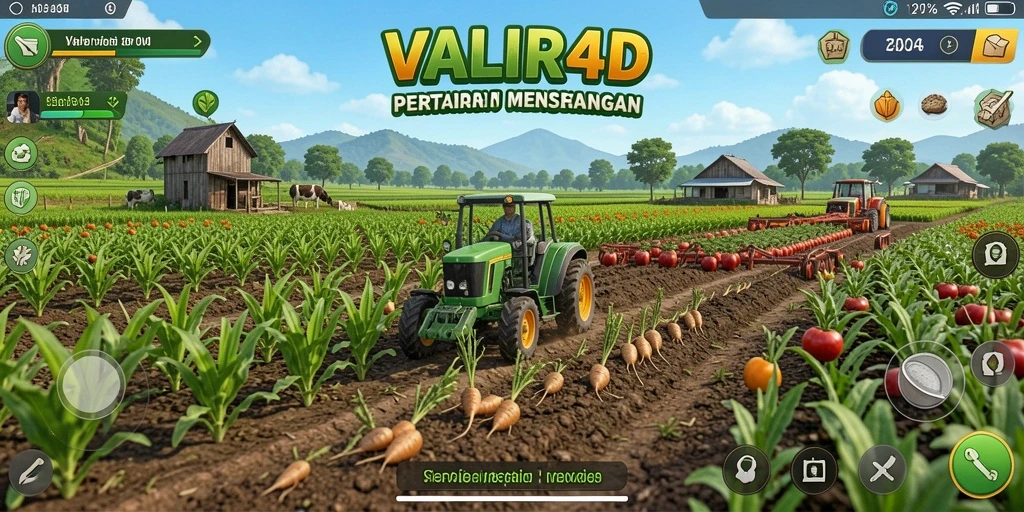 Tangkapan layar VALIR4D menampilkan gameplay pertanian yang seru dan mendebarkan.